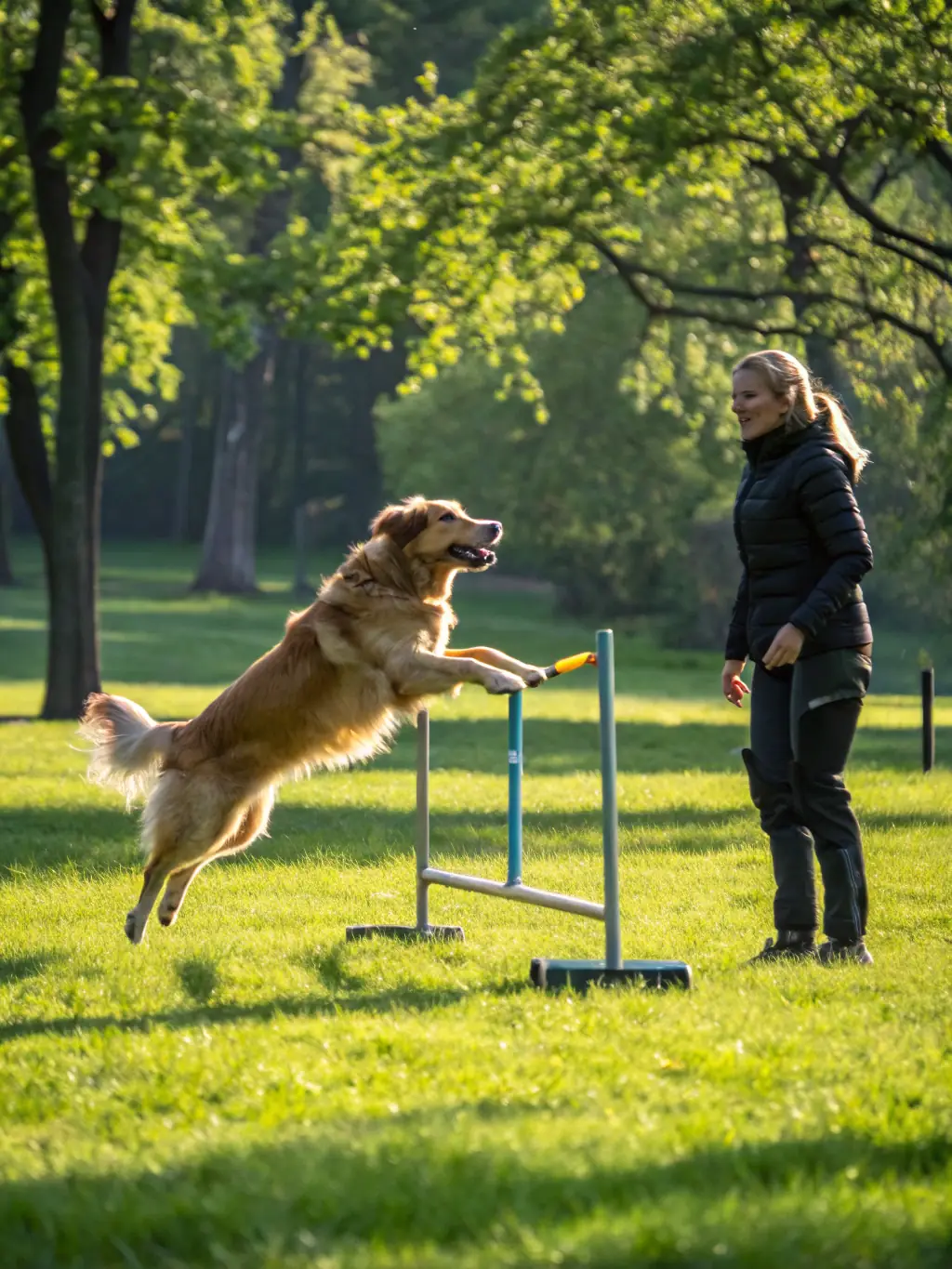 A dynamic shot of hunting dogs participating in a training session, demonstrating their skills and agility.